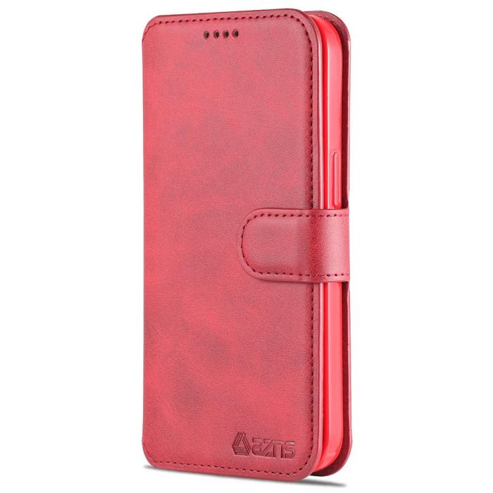 Bild 2, iPhone 13 Pro Max - AZNS Slim Läder Fodral - Röd