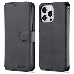 iPhone 13 Pro Max - AZNS Slim Läder Fodral - Svart