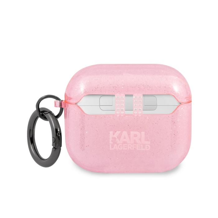 Bild 2, Karl Lagerfeld AirPods 3 Glitter Choupette Skal Med Ring Rosa
