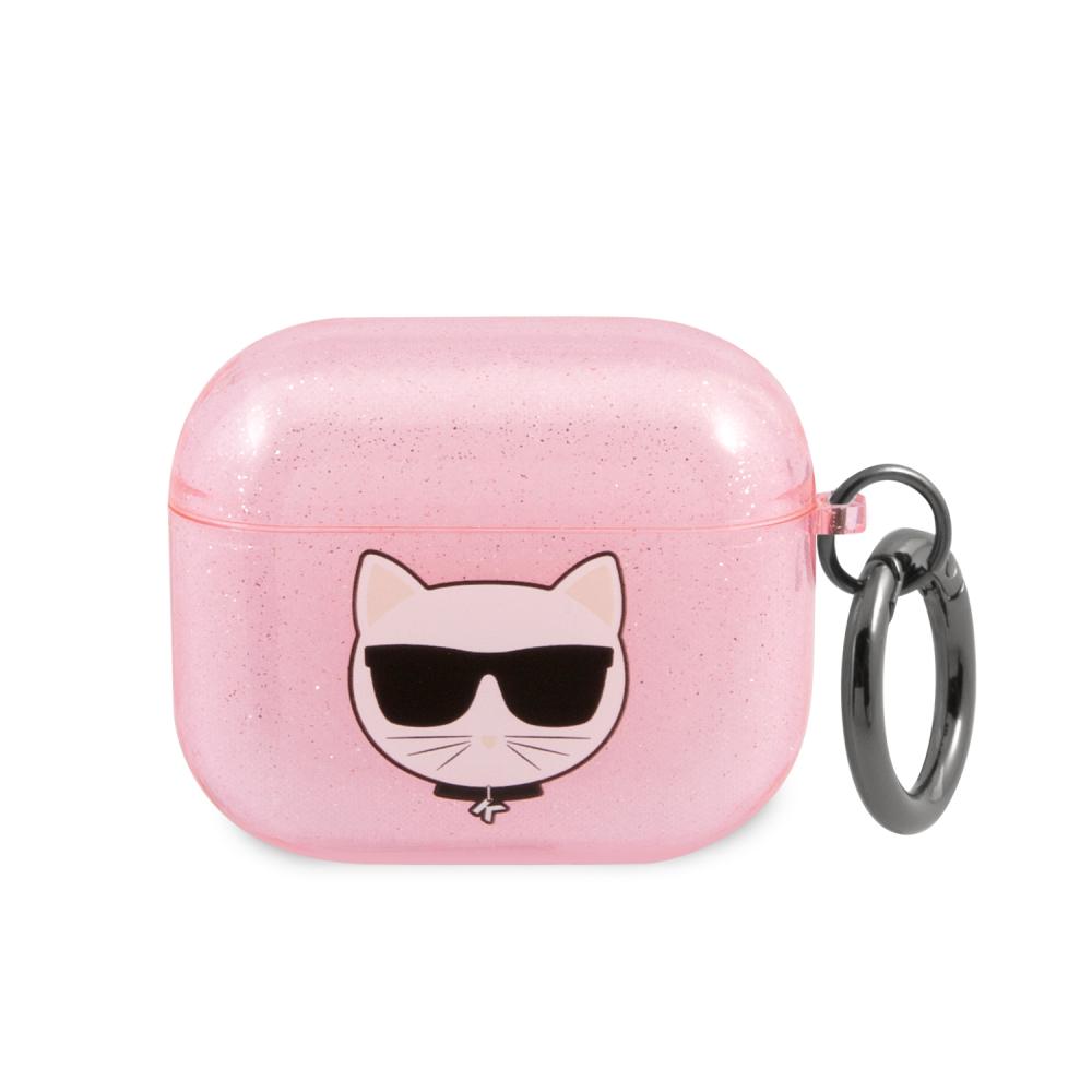 Karl Lagerfeld AirPods 3 Glitter Choupette Skal Med Ring Rosa