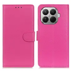 Xiaomi 17T Pro Fodral Litchi L&auml;der Rosa