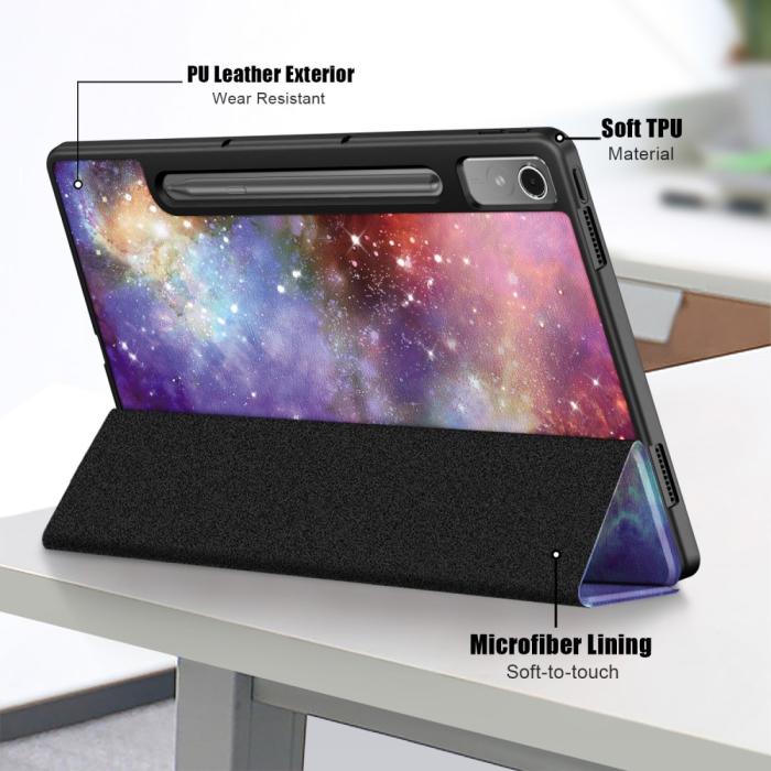 Bild 6, Lenovo Tab P12 Fodral Tri-Fold Läder Cosmic Space