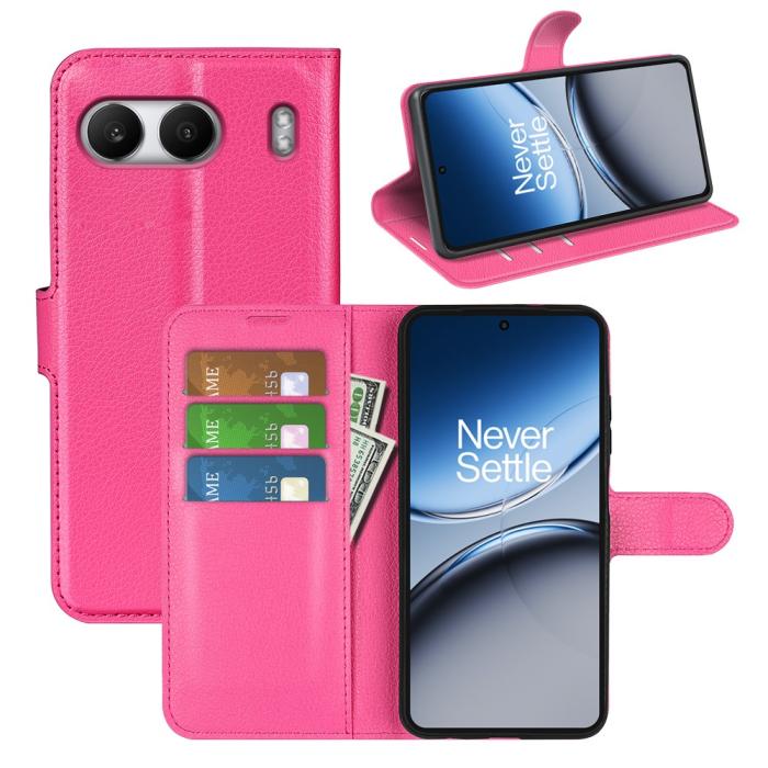 Bild 5, OnePlus Nord 4 Fodral Litchi Läder Rosa