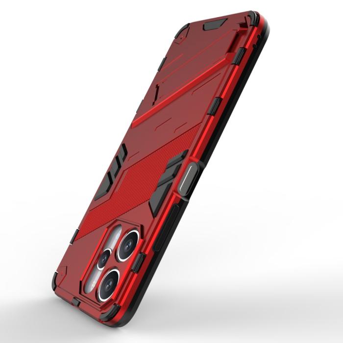 Bild 4, Xiaomi Redmi 12 5G/4G Skal Kickstand Hybrid Armor Röd