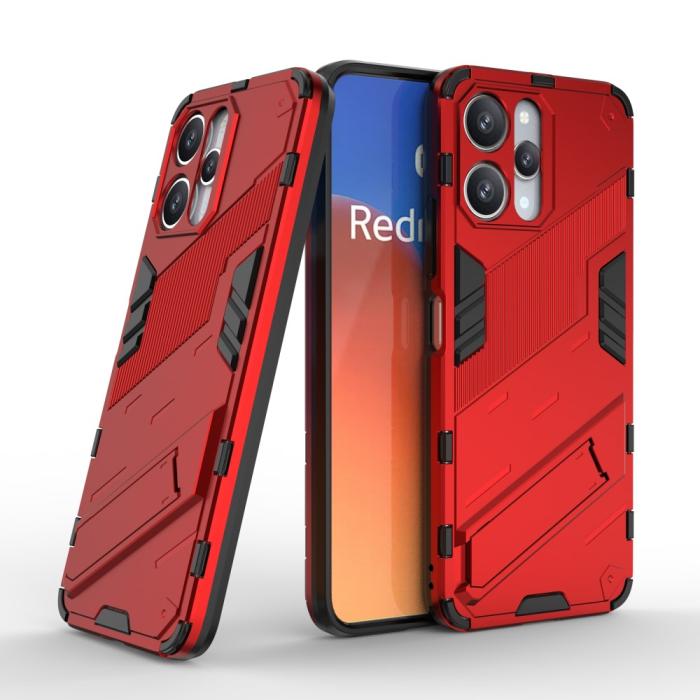 Bild 5, Xiaomi Redmi 12 5G/4G Skal Kickstand Hybrid Armor Röd