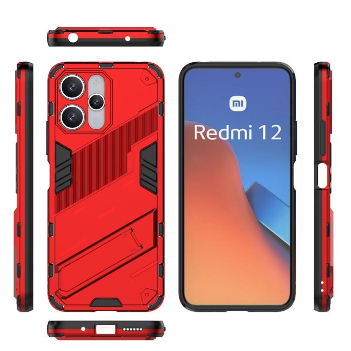 Bild 6, Xiaomi Redmi 12 5G/4G Skal Kickstand Hybrid Armor Röd