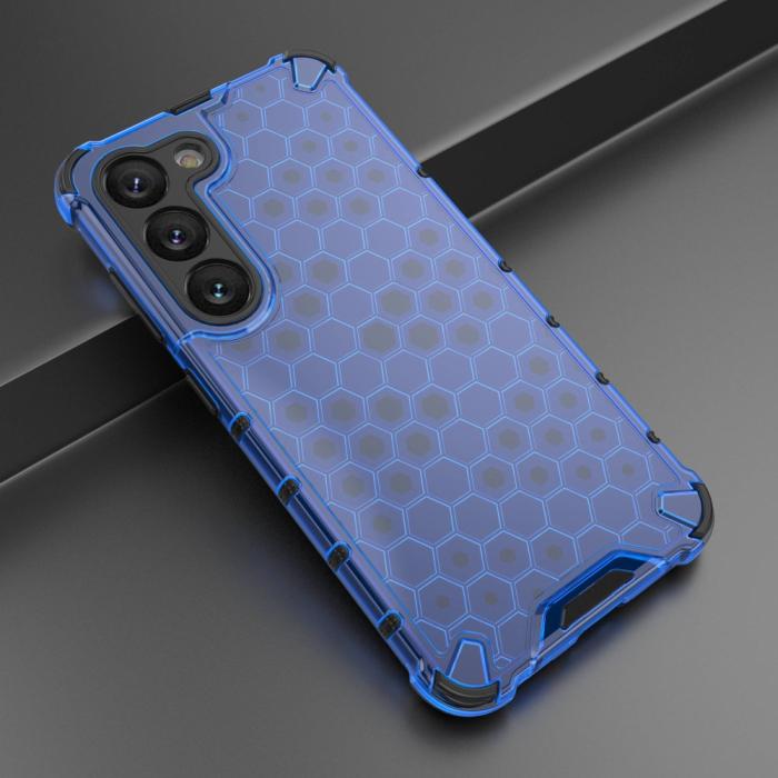 Bild 2, Samsung Galaxy S23 Skal Shockproof Honeycomb Textur Blå