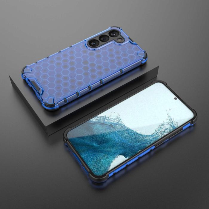 Bild 3, Samsung Galaxy S23 Skal Shockproof Honeycomb Textur Blå