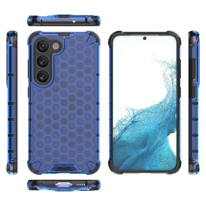 Bild 4, Samsung Galaxy S23 Skal Shockproof Honeycomb Textur Blå