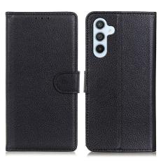 Samsung Galaxy A16 Fodral Litchi L&auml;der Svart