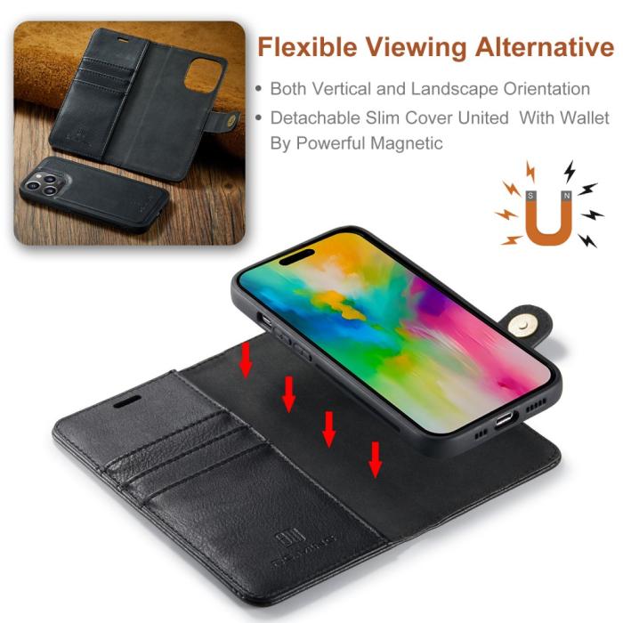 Bild 5, DG.MING iPhone 16 Pro Fodral 2in1 Magnet Svart