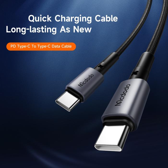 Bild 2, Mcdodo 1.5m 60W PD USB-C - USB-C Snabbladdningskabel Svart