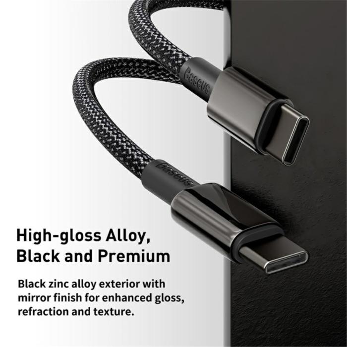 Bild 4, Baseus 1m 100W USB-C - USB-C Kabel Tungsten Gold Series Svart