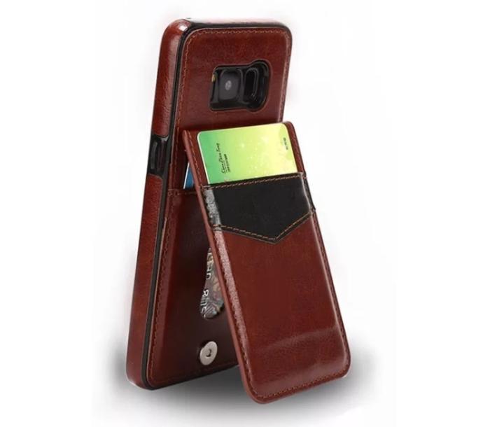 Bild 3, Samsung S8 Plus - Läderskal med korthållare - Brun