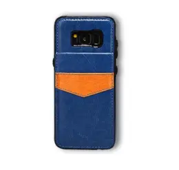 Samsung S8 Plus - Läderskal med korthållare - Blå