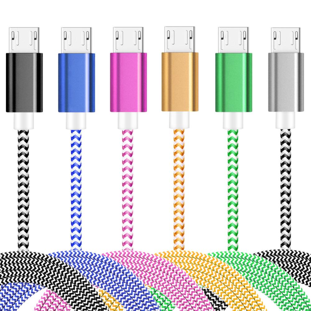 2 Meter - Micro USB Kabel I Slitstark Nylon - Välj Färg!