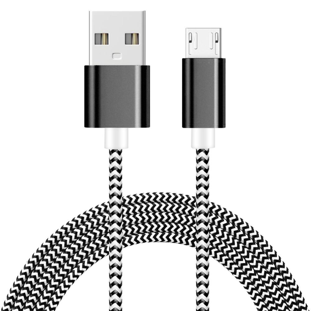 2 Meter - Micro USB Kabel I Slitstark Nylon - Välj Färg!