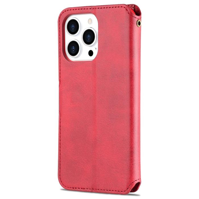 Bild 3, iPhone 13 Pro Max - AZNS Slim Läder Fodral - Röd