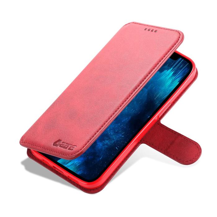 Bild 4, iPhone 13 Pro Max - AZNS Slim Läder Fodral - Röd
