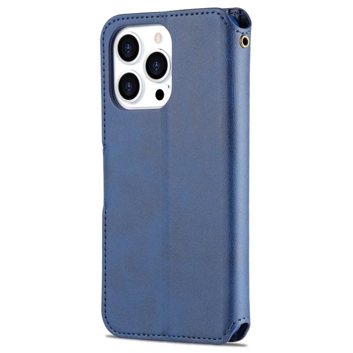 Bild 3, iPhone 13 Pro Max - AZNS Slim Läder Fodral - Blå