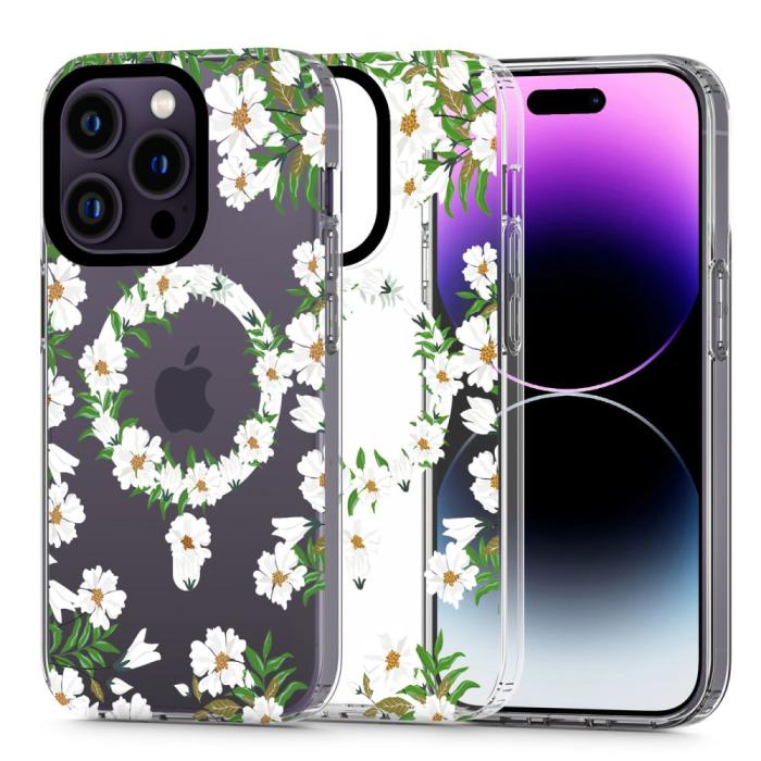 Bild 1, Tech-Protect iPhone 14 Pro Max Skal MagMood MagSafe White Daisy