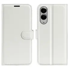 Samsung Galaxy S25 Edge Fodral Litchi L&auml;der Vit