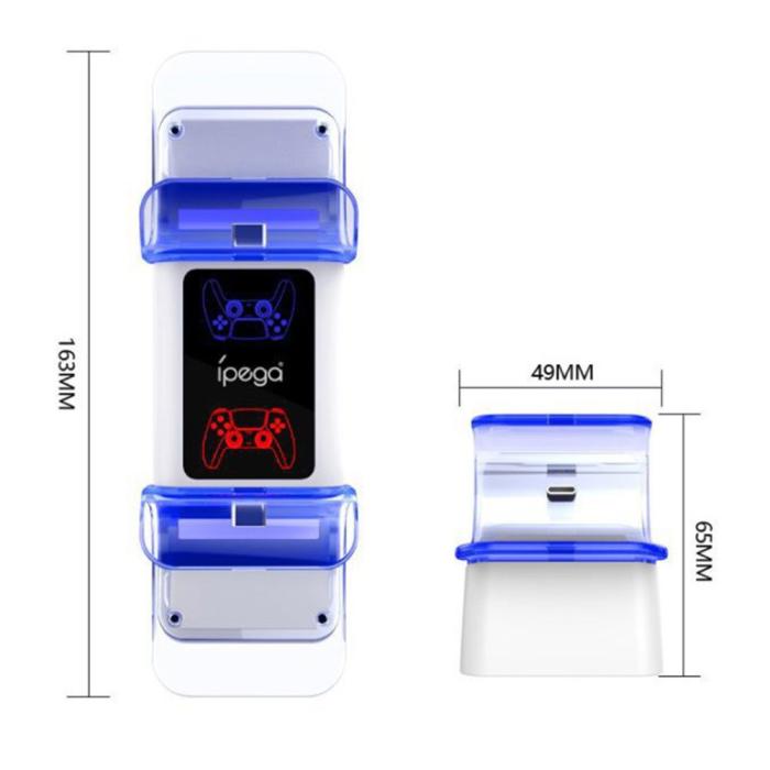 Bild 3, iPega LED Laddstation För 2x PS5 DualSense Handkontroller Vit