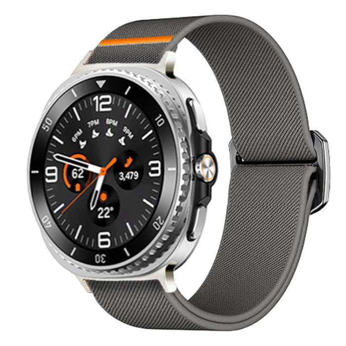 Bild 2, Galaxy Watch 8 46/44/40 mm Armband Justerbart Nylon Grå