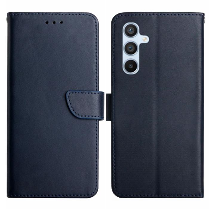 Bild 1, Samsung Galaxy S23 FE Fodral Äkta Läder Nappa Textur Blå