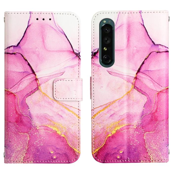 Bild 2, Sony Xperia 1 IV Fodral Marmor Rosa/Lila/Guld