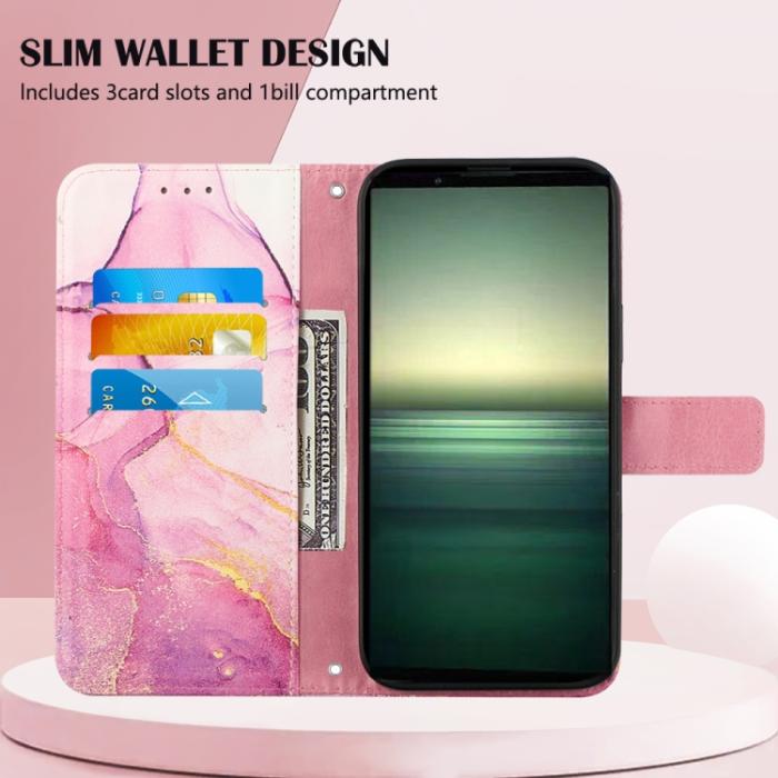 Bild 3, Sony Xperia 1 IV Fodral Marmor Rosa/Lila/Guld