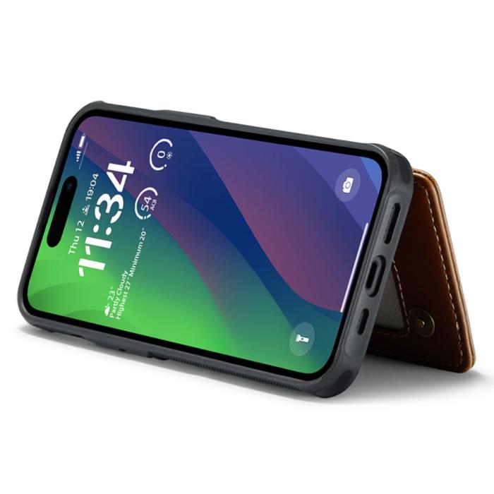 Bild 4, CASEME iPhone 15 Skal RFID Kickstand Plånbok Vinröd