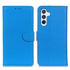 Samsung Galaxy A16 Fodral Litchi L&auml;der Bl&aring;