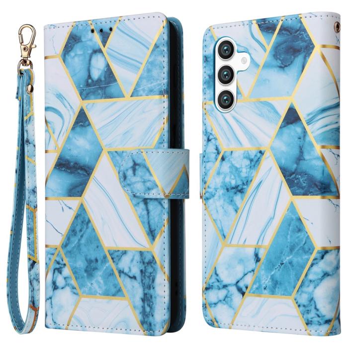 Bild 1, Samsung Galaxy S24 Plus Fodral Läder Marmor Blå