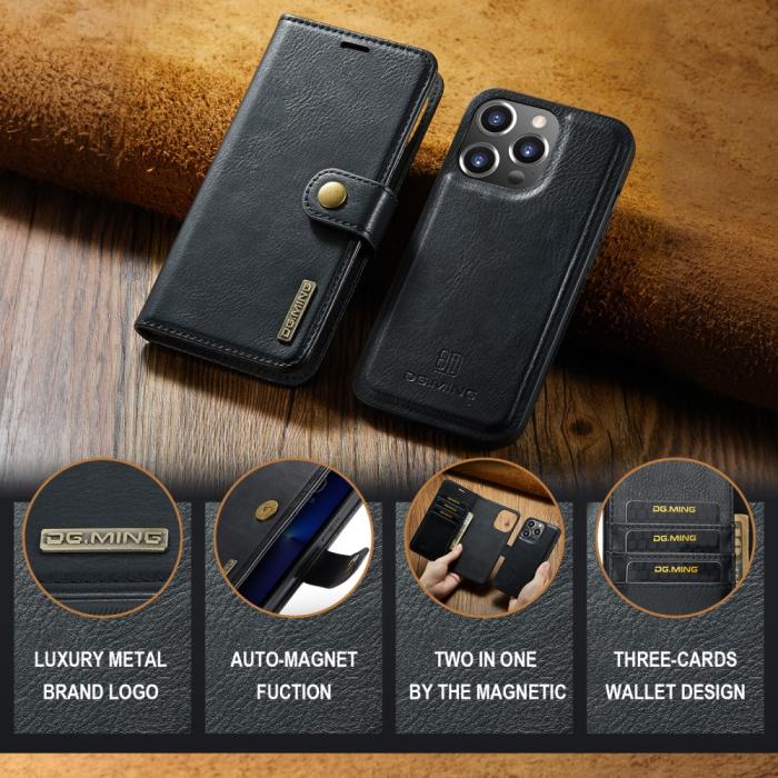 Bild 6, DG.MING iPhone 16 Pro Fodral 2in1 Magnet Svart