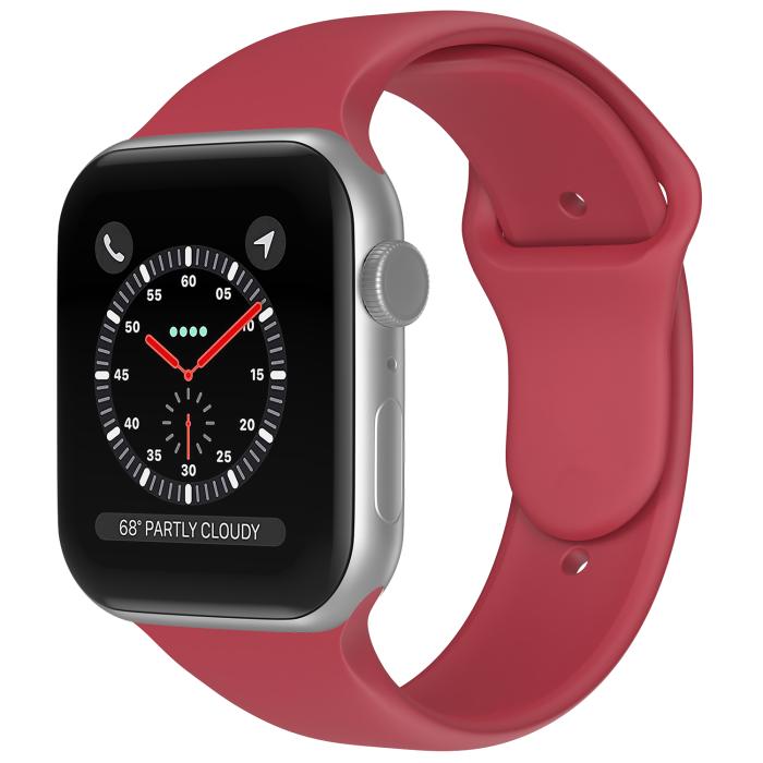 Bild 2, Apple Watch 42/44/45/49 mm Silikon Armband (S/M) Crimson
