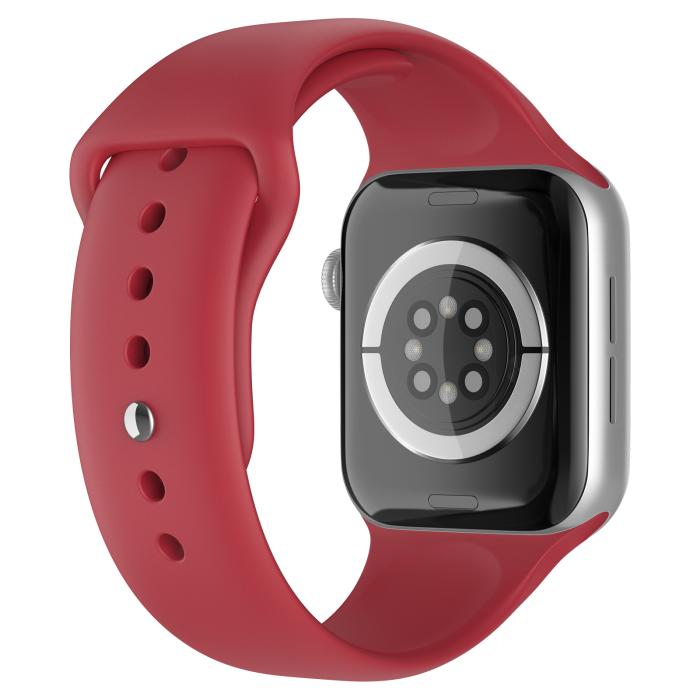 Bild 1, Apple Watch 42/44/45/49 mm Silikon Armband (S/M) Crimson