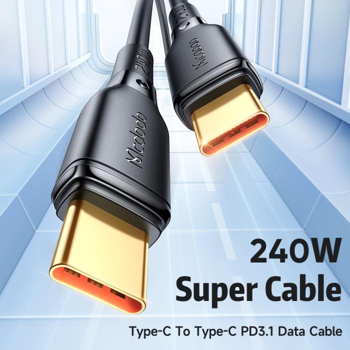 Bild 2, Mcdodo 2m 240W 5A PD USB-C - USB-C Snabbladdningskabel Svart