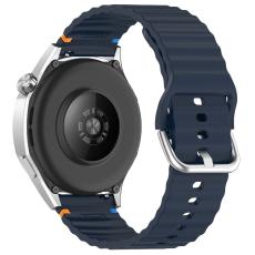 Klockarmband 20 mm Silikon Wave Design M&ouml;rk Bl&aring;