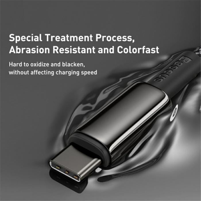 Bild 5, Baseus 1m 100W USB-C - USB-C Kabel Tungsten Gold Series Svart