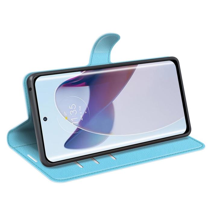 Bild 3, Motorola Edge 30 Ultra 5G Fodral Litchi Läder Ljus Blå