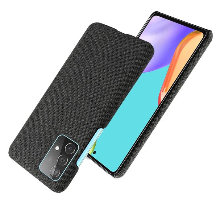 Bild 2, Samsung Galaxy A52 / A52s - KSQ Tygbelagt Textur Skal - Svart
