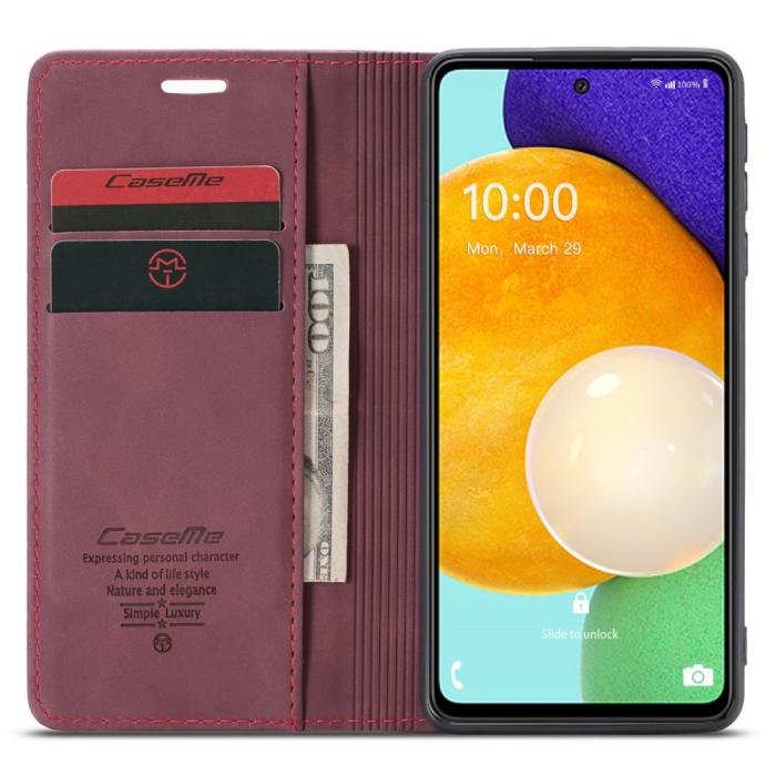 Bild 4, CASEME Samsung Galaxy A53 5G Fodral Retro Läder Röd