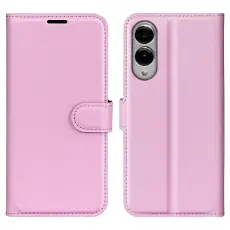 Samsung Galaxy S25 Edge Fodral Litchi L&auml;der Ljus Rosa