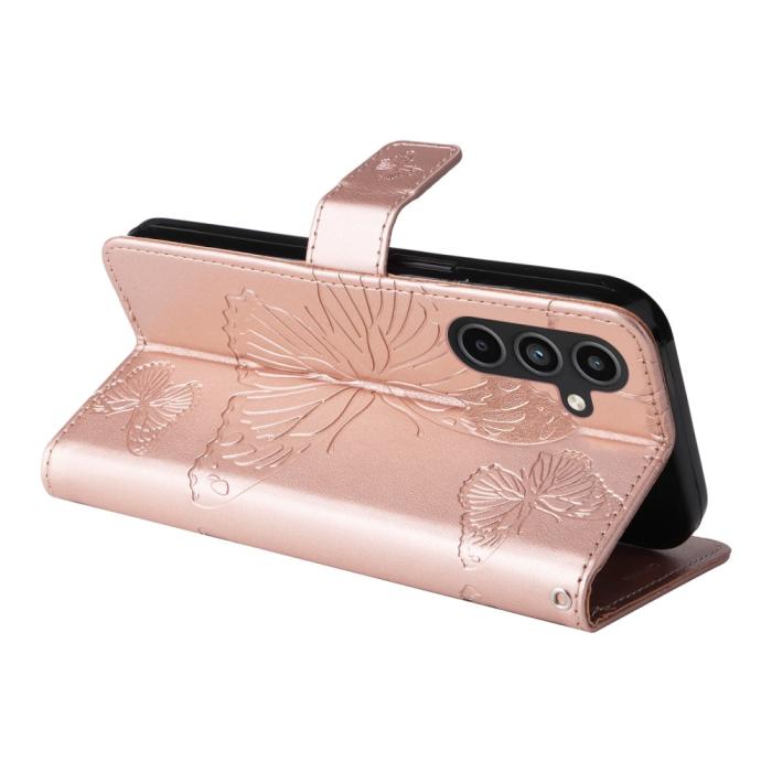 Bild 4, Samsung Galaxy A15 5G Fodral Fjäril Tryck Roséguld