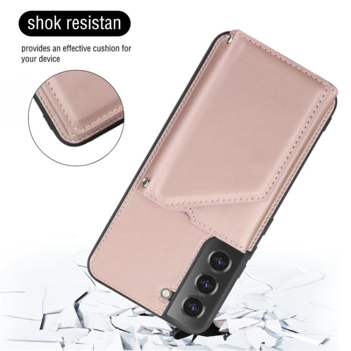Bild 3, Samsung Galaxy S22 Skal Skin Touch Med Kortfack Roséguld