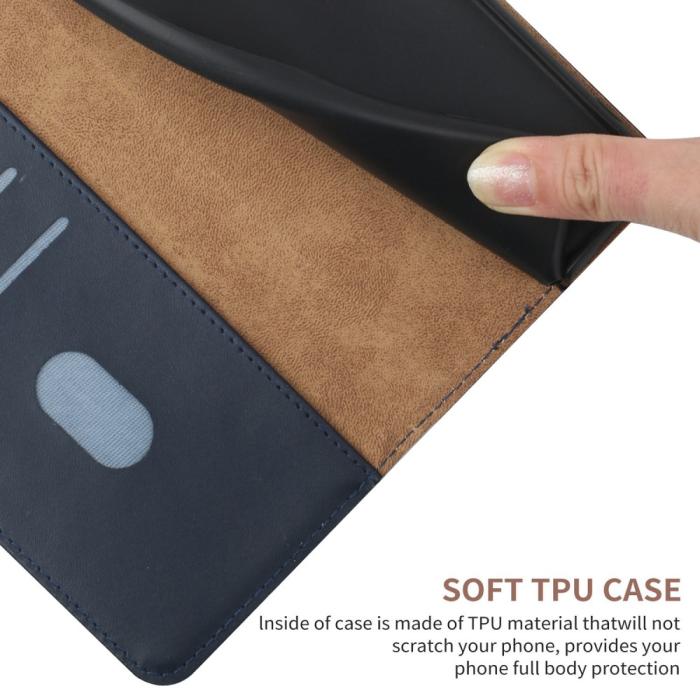 Bild 5, Samsung Galaxy S23 FE Fodral Äkta Läder Nappa Textur Blå