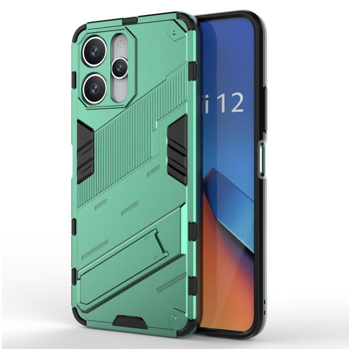 Bild 1, Xiaomi Redmi 12 5G/4G Skal Kickstand Hybrid Armor Grön