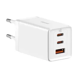 Baseus 65W GaN5 Pro Väggladdare 2x USB-C 1x USB-A Vit