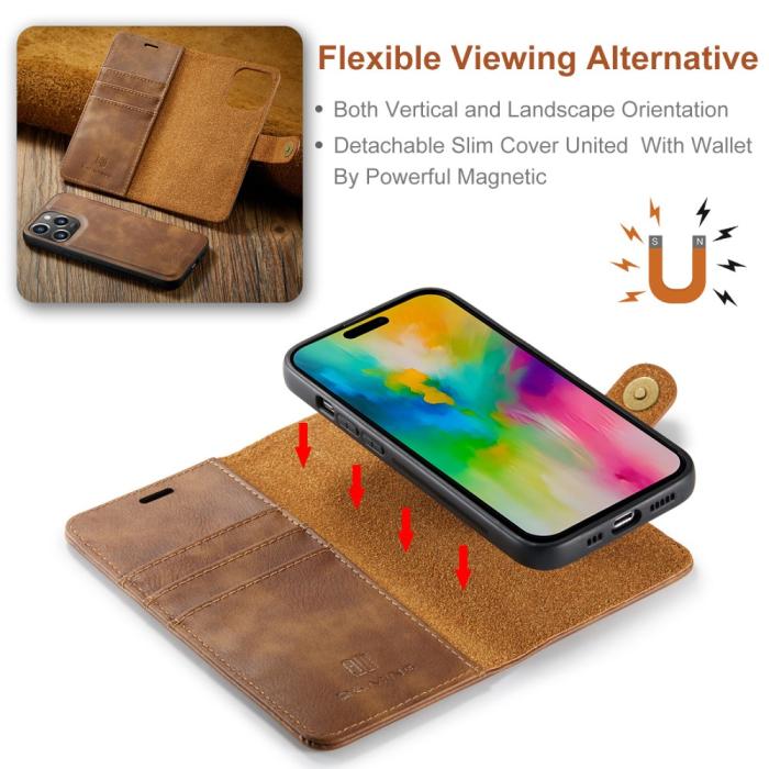 Bild 5, DG.MING iPhone 16 Pro Fodral 2in1 Magnet Brun
